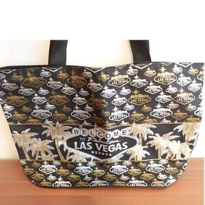 BOVANO Las Vegas zipTote / BLACK SILVER GOLD Welcome to Vegas!
